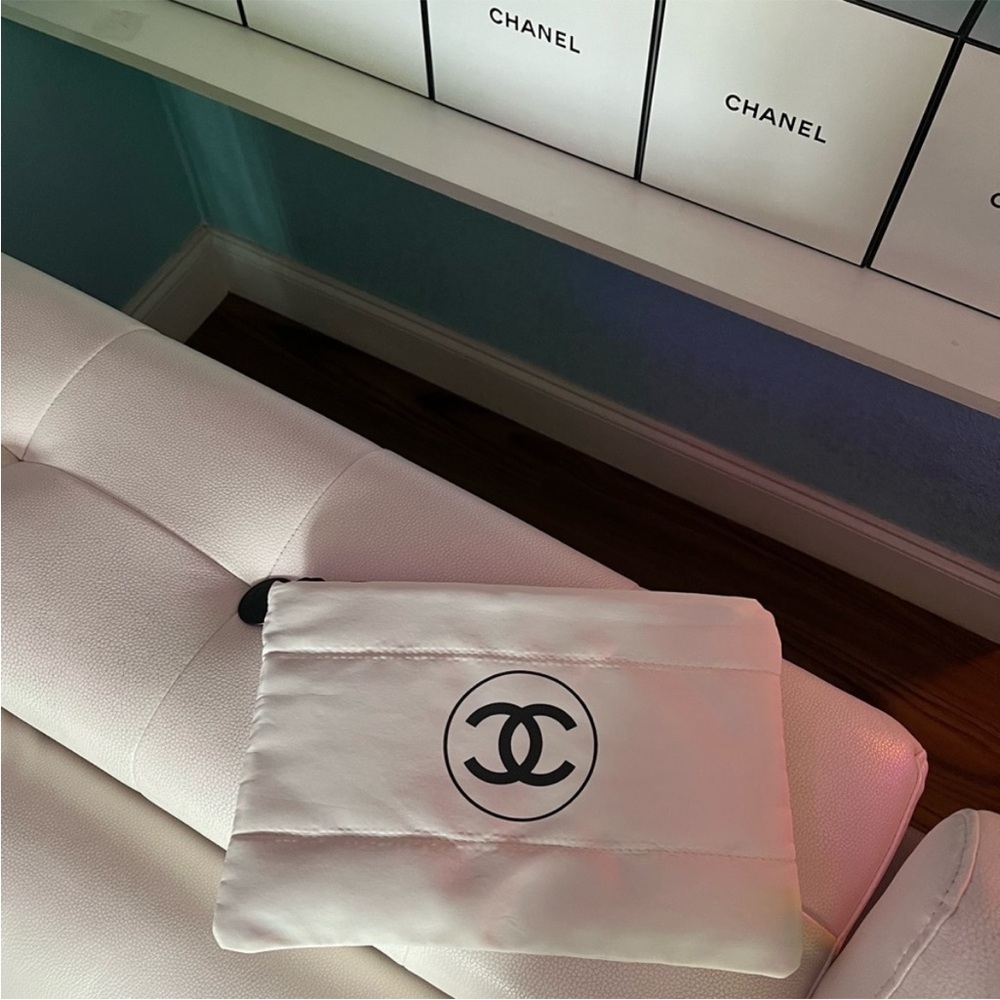 Chanel White Fluffy Cosmetic Bag